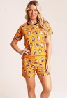 03 kit feminino pijama fronha laranja