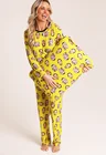 08 pijama personalizado feminino longo fronha tapa olho meia amarelo