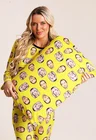 09 pijama personalizado feminino longo fronha tapa olho meia amarelo