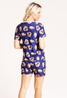 05 kit feminino pijama curto fronha tapa olho meia azul marinho