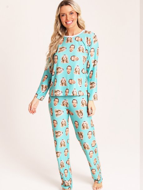 01 pijama personalizado feminino inverno turquesa