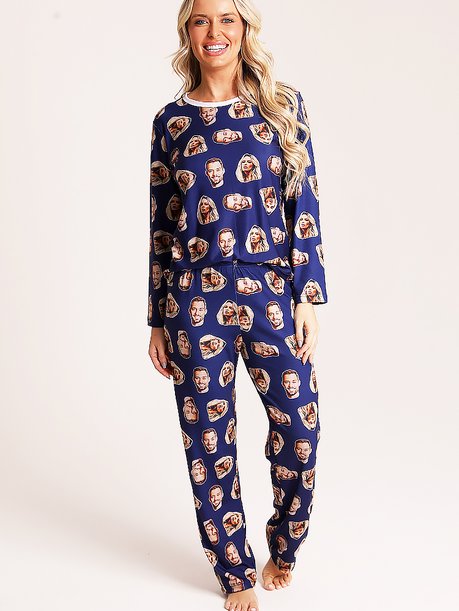 05 pijama personalizado feminino inverno azul marinho