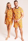 45 pijama casal personalizado com foto curto laranja