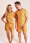 47 pijama casal personalizado com foto curto laranja