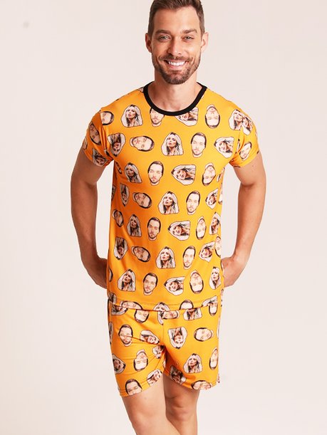 06 pijama personalizado masculino curto laranja
