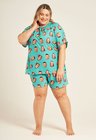 02 pijama personalizado plus size unissex curto turquesa g1