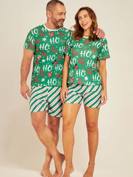 05 pijama casal curto natal hoho green