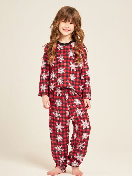 07 pijama infantil longo natal flocos de neve