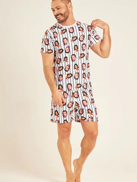 04 pijama personalizado masculino inverno listras pretas