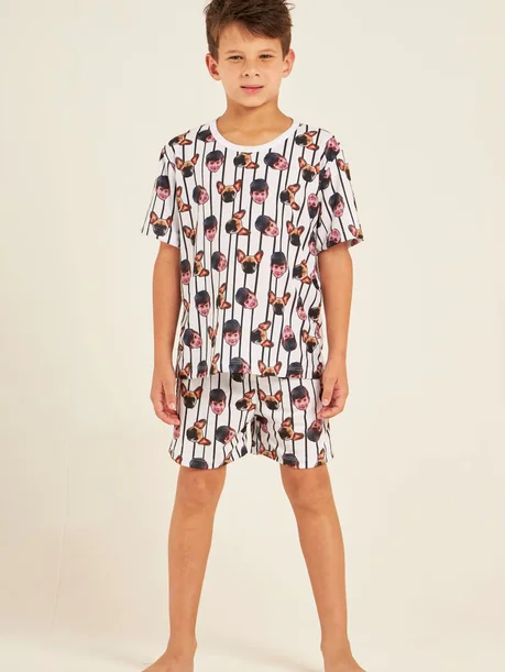 01 pijama infantil inverno listras preto e branco