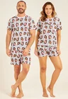 01 pijama casal personalizado com foto curto listras pretas