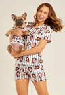 02 tal mae tal pet personalizado pijama feminino curto e roupa pet listras preto e branco