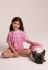 01 pijama infantil e roupa pet coracoes rose
