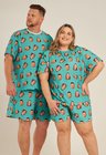 05 kit casal pijama personalizado plus size unissex turquesa g2 g2