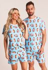 10 pijama casal personalizado com foto curto azul bebe