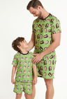 03 tal pai tal filho a pijama personalizado masculino curto e infantil pistache