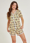 02 pijama personalizado feminino botoes curto manteiga