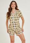03 pijama personalizado feminino botoes curto manteiga