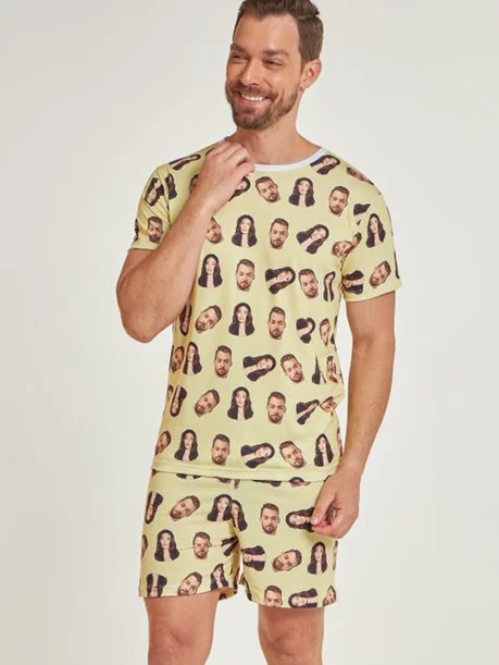 03 pijama personalizado masculino curto manteiga