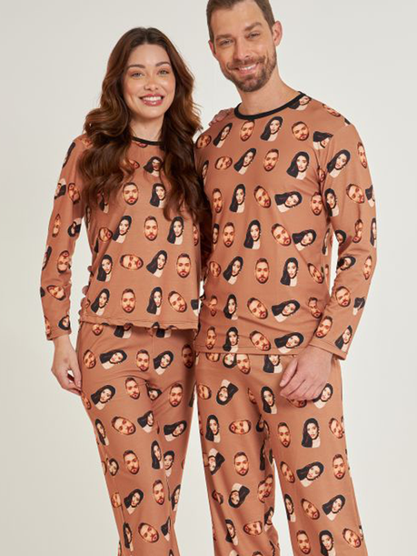 01 pijama casal personalizado com foto longo mousse