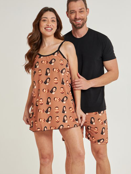 01 kit casal camisola short masculino personalizado mousse