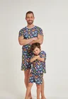 01 tal pai tal filho pijama curto masculino e infantil dinossauro