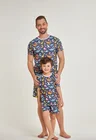 02 tal pai tal filho pijama curto masculino e infantil dinossauro