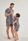 03 tal pai tal filho pijama curto masculino e infantil dinossauro