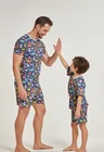 04 tal pai tal filho pijama curto masculino e infantil dinossauro