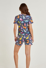 05 divertido pijama feminino curto dinossauro