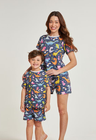 02 divertido tal mae tal filha o pijama feminino curto e infantil dinossauro