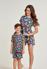 03 divertido tal mae tal filha o pijama feminino curto e infantil dinossauro