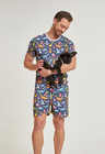 02 divertido tal pai tal pet pijama masculino curto e roupa pet dinossauro