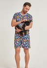 04 divertido tal pai tal pet pijama masculino curto e roupa pet dinossauro
