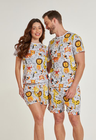02 divertido pijama casal curto selva divertida