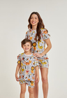 01 divertido tal mae tal filha o pijama feminino curto e infantil selva divertida