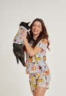01 divertido tal mae tal pet pijama feminino curto e roupa pet selva divertida