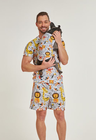 01 divertido tal pai tal pet pijama masculino curto e roupa pet selva divertida