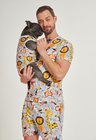 03 divertido tal pai tal pet pijama masculino curto e roupa pet selva divertida