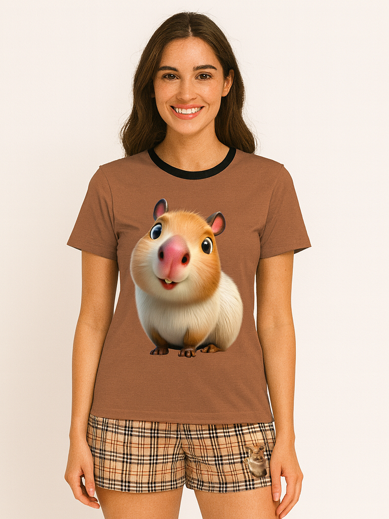 02 pijama divertido capivara feminino verao