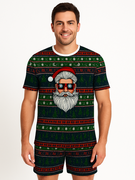 03 pijama masculino curto natal crazy