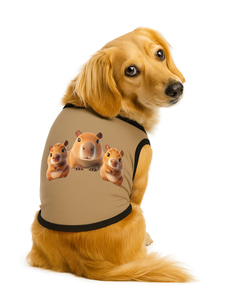 01 roupa pet divertido capivara family