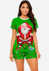 pijama feminino curto de verao natal pop