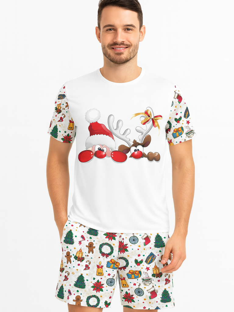 piajam masculino curto de verao brilho de natal