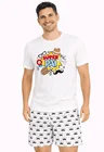 02 pijama divertido super pai masculino verao