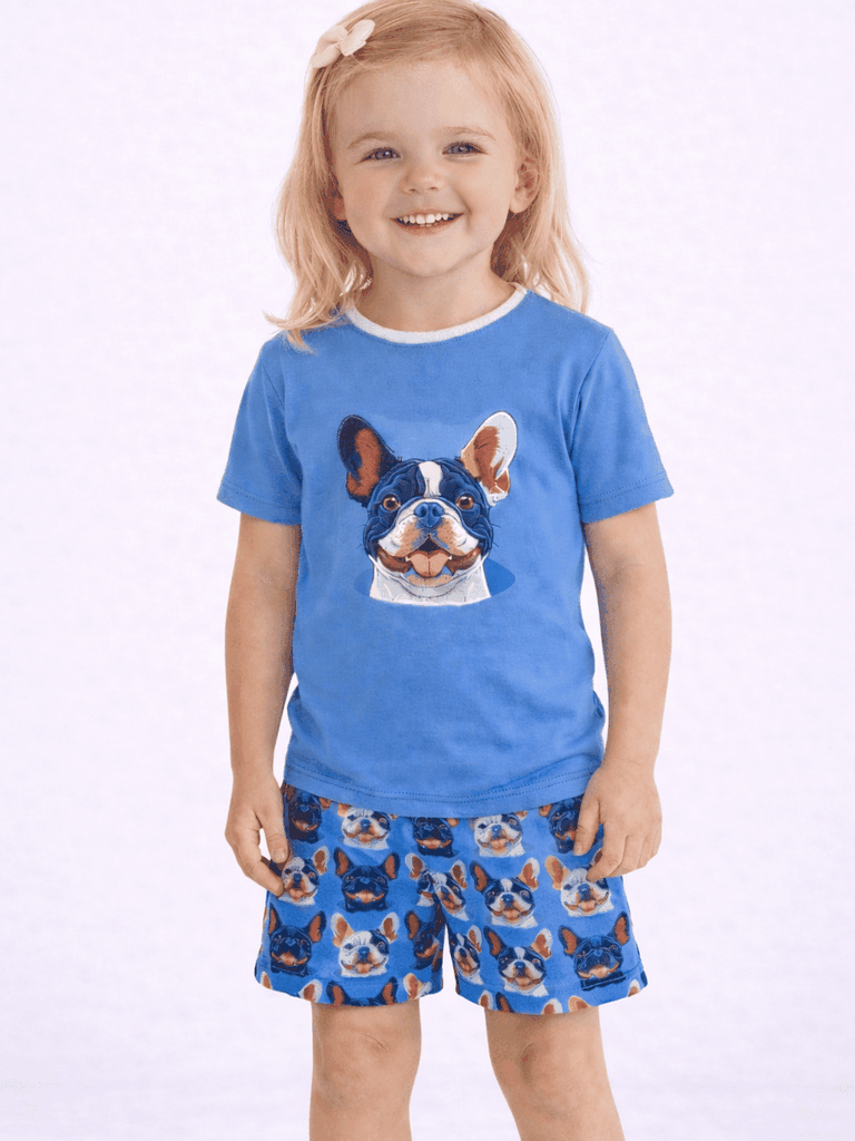 03 pijama divertido buldogue blue masculino verao